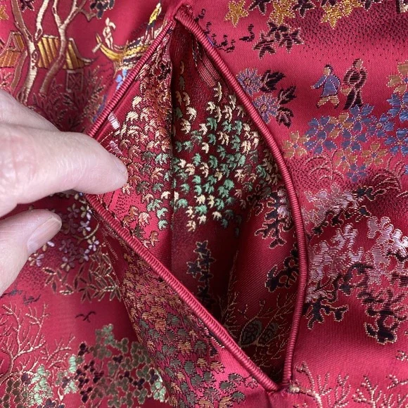 Kat Street Vintage Made in Hong Kong Chinese Asian Red Satin Jacket Women's XL - Picture 4 of 13